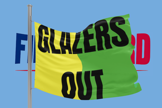 Manchester yellow and green Glazers out flag